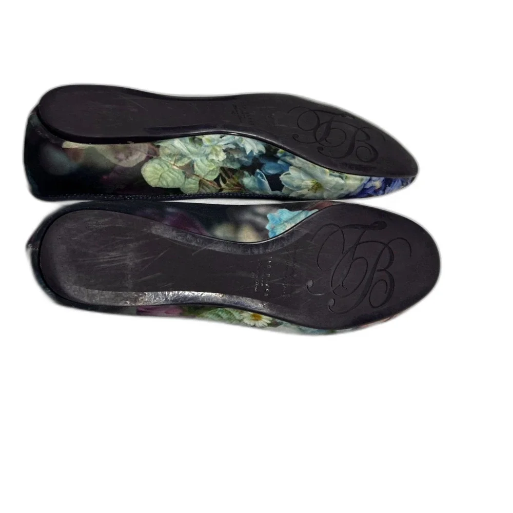 Ted Baker Women's Imme 2 Floral Boutique Print Ballet Flat Rose Gold Bow SZ 9.5 - Picture 6 of 10